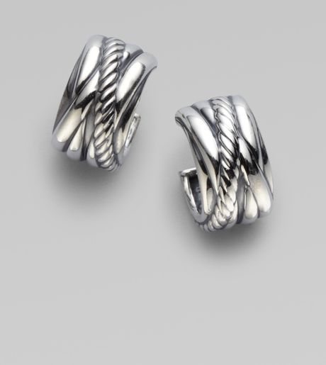 David Yurman Sterling Silver Small Huggie Earrings in Silver