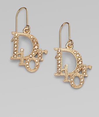 Dior Logo Drop Earrings/ Gold - Lyst