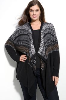 DKNY Fair Isle Cardigan (plus) - Lyst