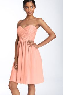 Donna Morgan Strapless Silk Chiffon Dress - Lyst