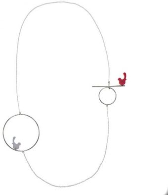 Emma Guest Jewellery Silver Bird Necklace - Medium - Red & White - Lyst