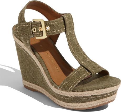 Franco Sarto Womens Ambrosia Wedge Sandal in Brown (olive green canvas ...