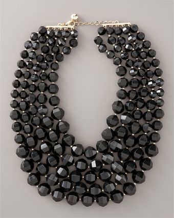 Kate Spade Black Bead Bib Necklace - Lyst