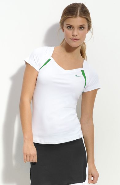 Nike Border Trim Tennis Tee in White (white/hyper verde) - Lyst