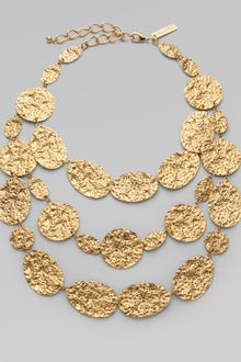 Oscar de la Renta Hammered Triple Strand Necklace - Lyst