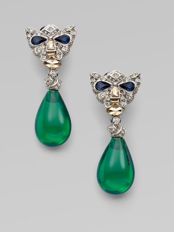 Oscar de la Renta Pavé Panther Teardrop Earrings - Lyst