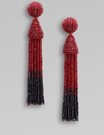 Oscar de la Renta Beaded Tassel Earrings - Lyst