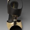 Rebecca Minkoff Brooke Buckle Sandal in Gold (black & gold) - Lyst