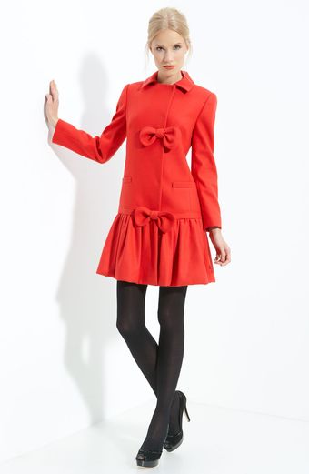 RED Valentino Ruffle Hem Wool Coat - Lyst