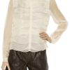 Robert Rodriguez Pleatfront Silkchiffon Blouse in White - Lyst