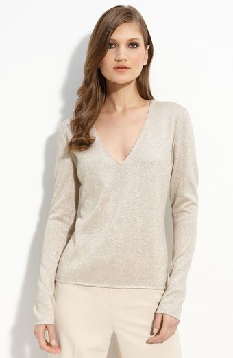 St. John Evening Fine Gauge Metallic Knit Sweater - Lyst