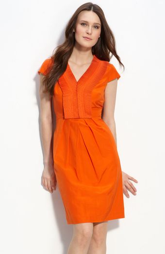 Tahari By Arthur S. Levine Ruffle Trim Woven Sheath Dress - Lyst