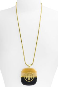 Tory Burch Logo Pendant Long Necklace - Lyst