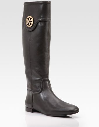 Tory Burch Selma Flat Leather Boots - Lyst