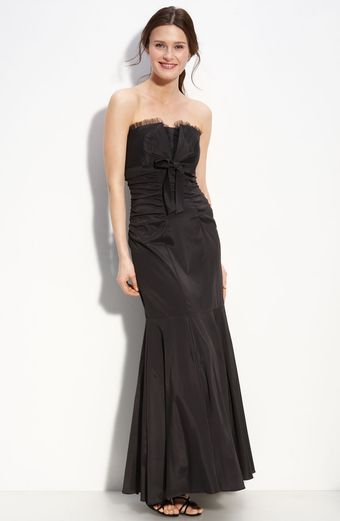 Xscape Strapless Taffeta Mermaid Gown with Bow Detail - Lyst