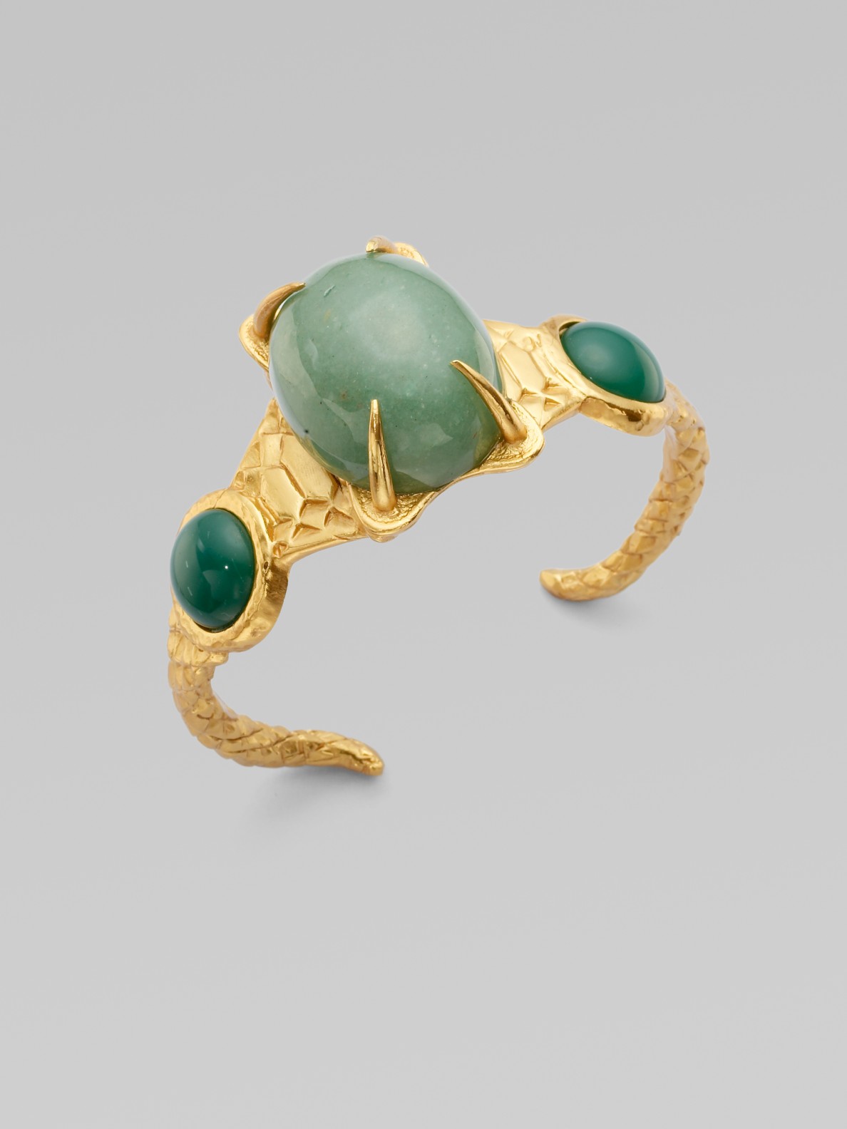 Saint Laurent Aventurine Cuff Bracelet in Gold (green) Lyst