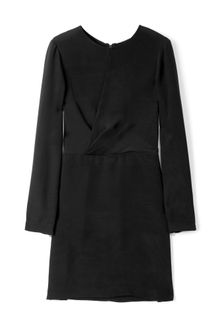 3.1 Phillip Lim Black Silk Wrap Over Long Sleeved Dress - Lyst