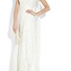 Alberta Ferretti Lacetrimmed Silkchiffon Gown in White - Lyst