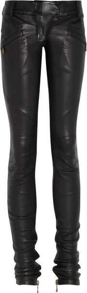 Balmain Leather Skinny Motocross Pants - Lyst