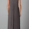 Halston Heritage Pleated Long Dress in Gray (ash) - Lyst