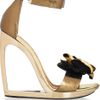 Lanvin Framewedge Metallicleather Sandals in Gold - Lyst