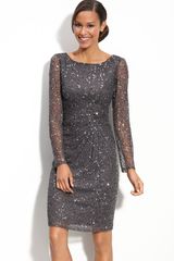 Patra Beaded Mesh Sheath Dress
