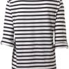 Topshop Tab Sleeve Stripe Top in Black (navy blue) - Lyst