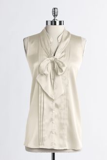 Calvin Klein Pleated Tie Neck Sleeveless Blouse - Lyst