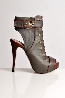 Eudon Choi Grey Lace Up Military Shoe Boot By - Lyst