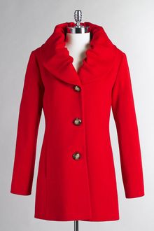 Fleurette Ruched Collar Coat - Lyst