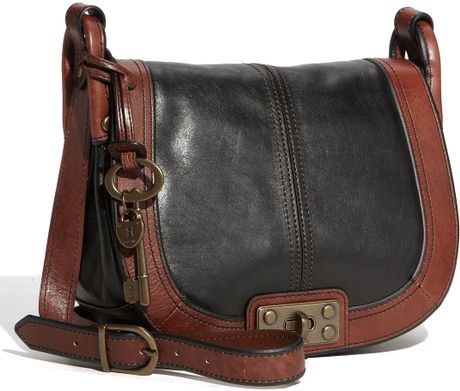 Fossil Leather Crossbody Bag in Brown (black/ brown) | Lyst