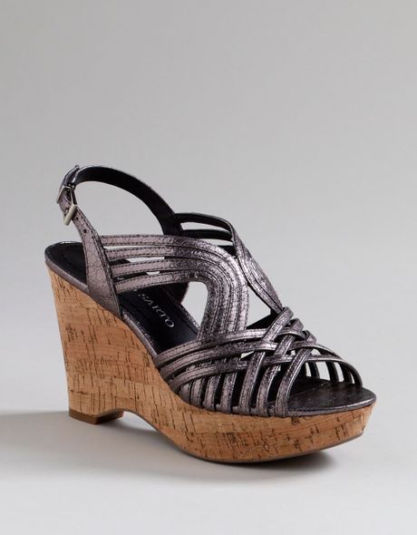 Franco Sarto Flurry Strappy Wedge Sandals in Purple (pewter leather ...