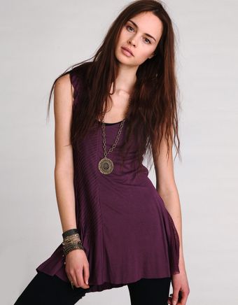 Free People Purple Flared Knit Tunic - Lyst