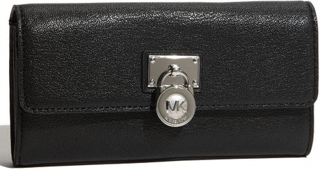 Michael By Michael Kors Hamilton Large Flap Wallet in Black - Lyst