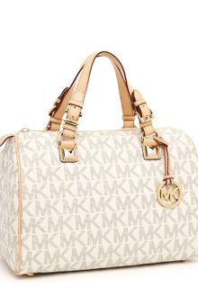 Michael by Michael Kors Grayson Large Logo Satchel, Vanilla - Lyst