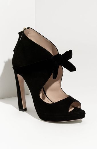 Miu Miu Knot Front Suede Pump - Lyst