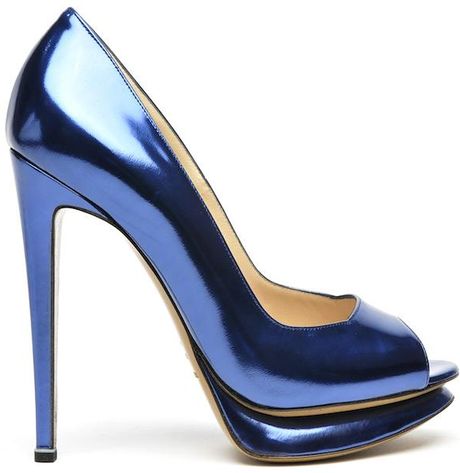 Nicholas Kirkwood Peeptoe Platform Pump in Blue - Lyst