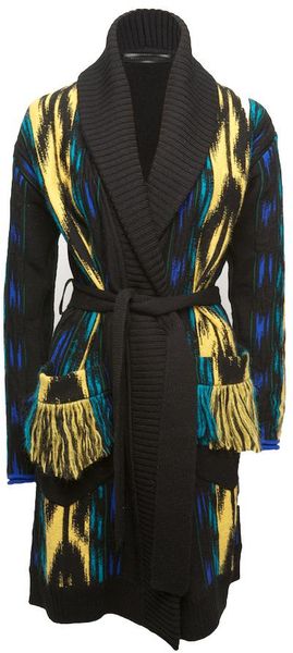  Textured Jacquard Belted Coat 