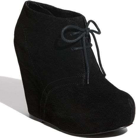 Steve Madden Annnie Wedge Bootie in Black (black suede) | Lyst