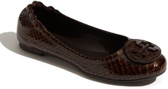Tory Burch Reva - Monarch Snake Embossed Leather Flat - Lyst