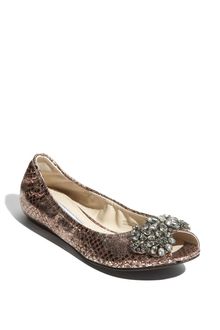 Vera Wang Lavender Luna Snake Embossed Metallic Leather Flat - Lyst