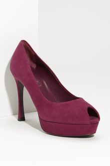 Yves Saint Laurent Palais Suede Peep Toe - Lyst