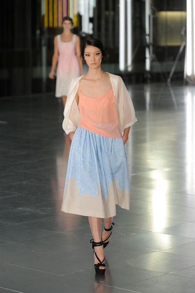 Jonathan Saunders Spring 2012 Blue Print MidLength Skirt in Blue - Lyst