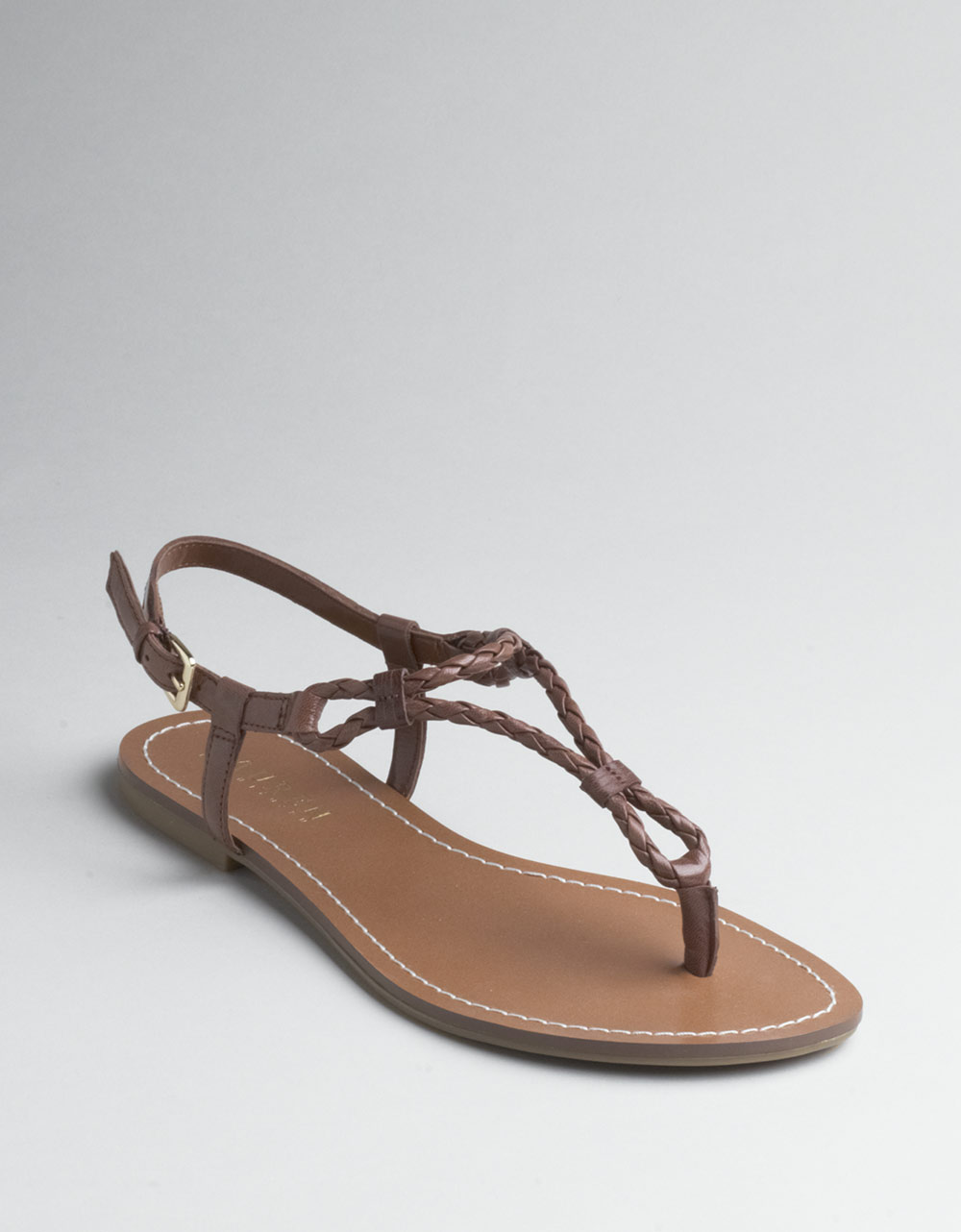 ... By Ralph Lauren Alexa Braided Flip-flop Sandals in Brown (tan leather