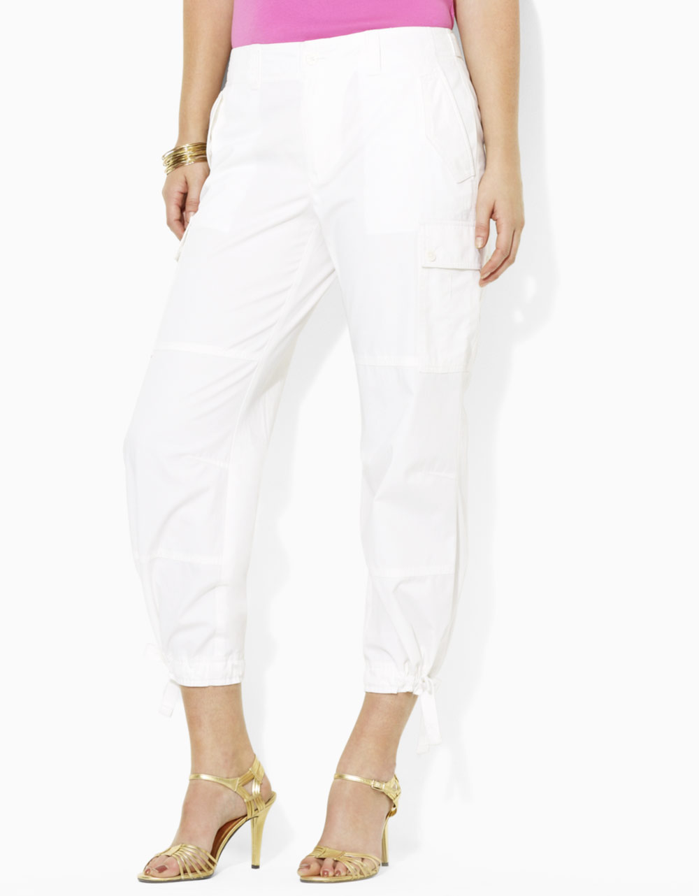 Lauren By Ralph Lauren Plussize Marques Cropped Cargo Pants in White