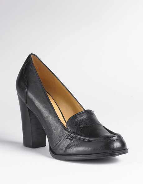 Nine West Newhouse High Heeled Loafers in Black (black kid) | Lyst