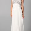 Marchesa Silk Crepe Gown with Embroidered Bodice in White - Lyst