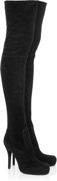 Rick Owens Suede Thigh Boots - Lyst