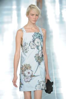Christopher Kane Spring 2012 Gray Mini Sleeveless Cocktail Dress With Flower Patern - Lyst