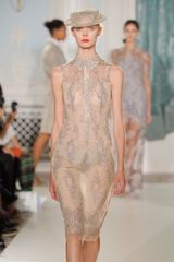 Erdem Spring 2012 Sheer Embroidered Dress with Shirt Colar